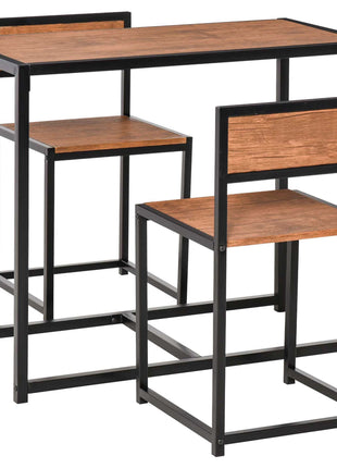 3-Piece Industrial Dining Table Set for 2, Kitchen Table and Chairs, Dining Room Sets for Small Spaces, Rustic Brown