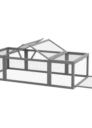 Large Wooden Rabbit Hutch Small Animal Habitat Enclosure Outdoor Run and Lockable Doors - Gray