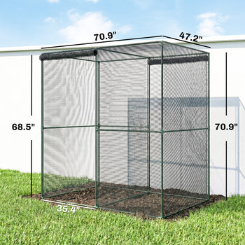 6' x 4' x 6' Crop Cage, Plant Protection Tent with Zippered Doors for Vegetable Garden, Backyard, Black