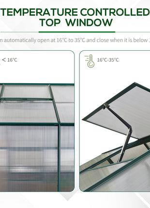 8' x 6' Greenhouse for Outdoors, Polycarbonate Greenhouse with Roof Vent and Rain Gutter, Aluminum Walk-in for Outside for Patio Backyard Garden, Green