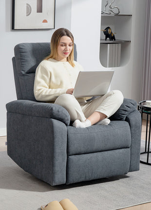 Recliner Chair, Wide Swivel Rocker Chair, Overstuffed Single Sofa with Pocket Spring, Footrest, Quick Assembly, Gray