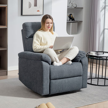 Recliner Chair, Wide Swivel Rocker Chair, Overstuffed Single Sofa with Pocket Spring, Footrest, Quick Assembly, Gray