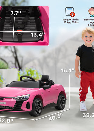 Licensed Audi RS e-tron GT 12V Ride On Car Truck for Kids, Electric Car Ride On Vehicle w/Parent Remote Control, Music, Lights, for Toddlers, Pink