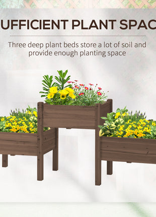 73" x 18" x 32" 3 Tier Raised Garden Bed w/ Three Elevated Planter Box for Vegetables, Herb and Flowers, Coffee