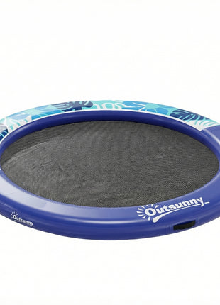 8FT Inflatable Water Hammock Floating Ring, Inflatable Floating Dock Platform for for Lakes, Pools, Oceans, Blue