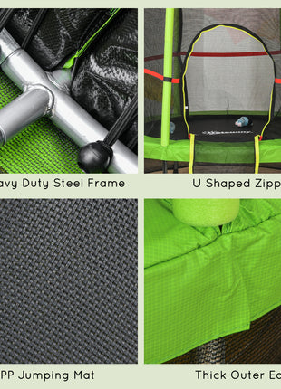 Φ5FT Kids Trampoline with Enclosure Net for Age 3 to 6 Years Green
