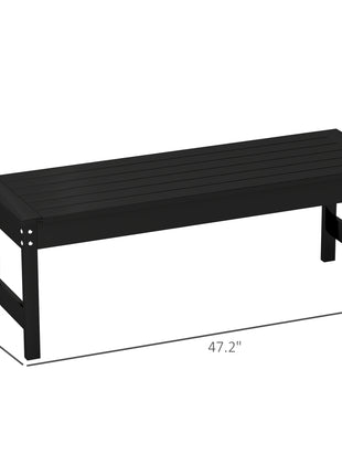 47" Outdoor Bench Seat, HDPE All-Weather Garden Bench, Backless Slatted Patio Bench for Yard, Porch, Park, Black