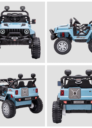 12V Kids Ride on Car with Remote Control, Battery-Operated Ride on Toy with Spring Suspension, Led Lights, Music, Horn, 3 Speeds, USB, MP3, Blue