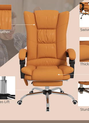 PU Leather Executive Massage Office Chair with 4 Vibration, Reclining w/ Adjustable Height, Swivel Wheels, Light Brown