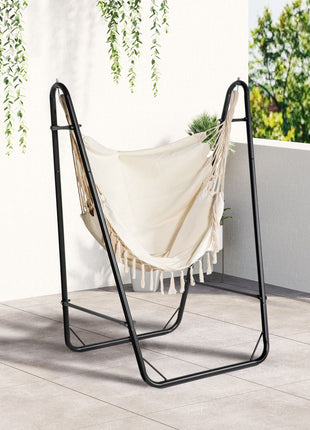 Hammock Chair with U Shape Stand, Hammock Swing Chair with A Side Pocket, Cream White