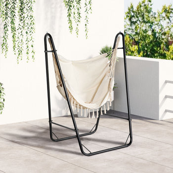 Hammock Chair with U Shape Stand, Hammock Swing Chair with A Side Pocket, Cream White