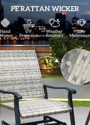 Wicker Rattan Swivel Patio Glider Chair Set of 2, Outdoor Glider Chair with Steel Frame, High Back, Armrests, Yellow