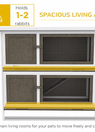 Wooden Bunny Hutch with Ramp, Indoor/Outdoor, Brown