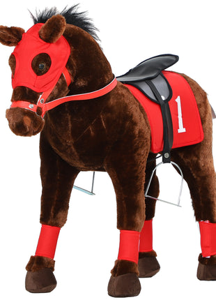 Ride on Horse for Kids 3-8 Years Old w/ Neighing Sound, Saddle & Stirrups