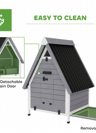 Chicken Coop for 2 Chickens, Outdoor Wooden Chicken House with Removable Nesting Box & Roosting Bar, Tray, Ramp