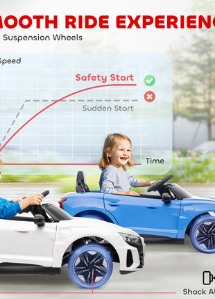 Electric Car for Kids, 12V Licensed Audi RS E-tron GT 3.1 MPH Kids Ride on Car, Ride-on Toy with Remote Control, 4 Suspension Wheels, Horn, Music, Lights, for Boys and Girls, Blue