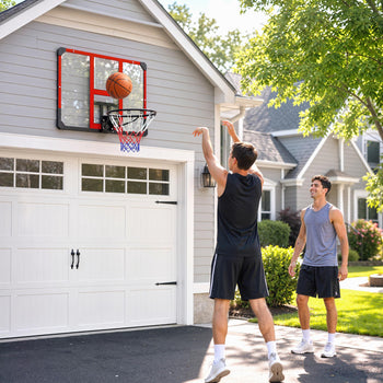 Wall Mounted Basketball Hoop with Shatter-Resistant Backboard, Solid Rim and All-Weather Net for Indoor and Outdoor Use