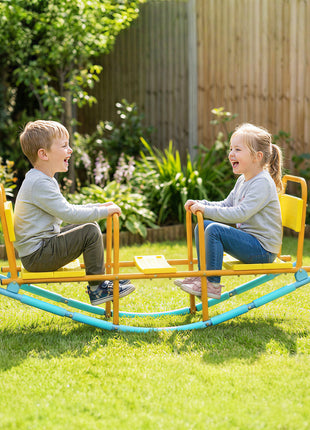Teeter Totter Seesaw for Kids, 2 in 1 Metal Rocking Seesaw for Toddlers Age 3-8, Playground Equipment for Backyard