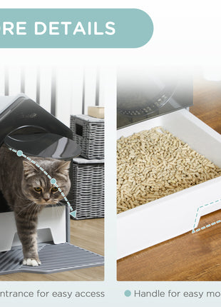 Hooded Cat Litter Box w/ Litter Mat, Litter Particle Catching, Gray