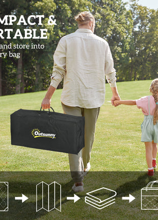 Reversible Outdoor Rug, Waterproof Plastic Straw with Carry Bag, 9' x 12', White & Black Toothed Rhombus
