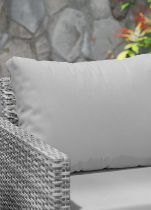 3PCS Patio Set, Wicker Bistro Set with Cushions, Rattan Chairs, Glass Coffee Table for Backyard, Porch, Balcony, Gray