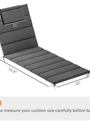 Foldable Chaise Lounge Cushion Set of 2, Outdoor Lounge Chair Cushion Set, UPF50+ 230gsm Olefin, 80" x 26" Dark Gray