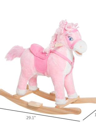 Kids Ride on Rocking Horse Toddler Plush Toy with Realistic Sounds and Swinging Tail for 3 Years Old Children
