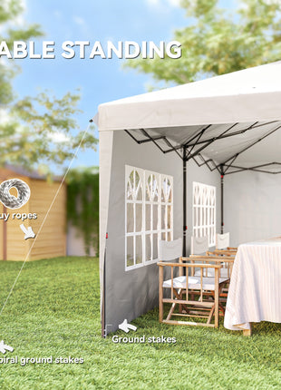 10' x 20' Pop Up Canopy Tent with 4 Sidewalls, Instant Gazebo with Carry Bag for Garden, Patio, White