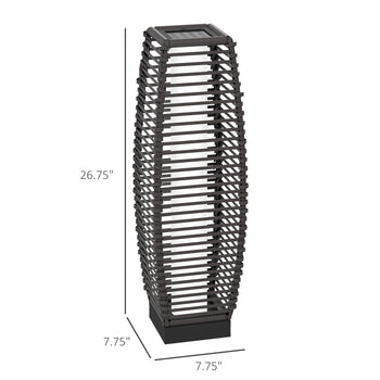 Solar Floor Lamp, Outdoor Rattan Garden Lantern Pathway Light & Decorative Driveway Lighting with Auto LED Lights, Gray