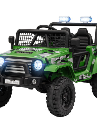 12V Ride on Car, Ride on Truck w/ Remote, 4 Suspension Wheels, 3 MPH Max Speed, Music, Horn & Lights, Green