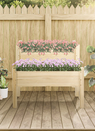 Raised Garden Bed, 2-Tier Wood Planter Stand Plant Grow Box, 34"x34"x28"