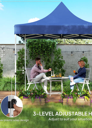10' x 10' Heavy Duty Pop Up Canopy Tent with Sidewall, UPF50+ Instant Sun Shelter with Storage Pockets, Dark Blue