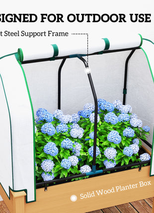 Raised Garden Bed with PE Greenhouse Cover Outdoor Planter Box for Herbs and Vegetables, 35 x 22 x 47 inch, Sand