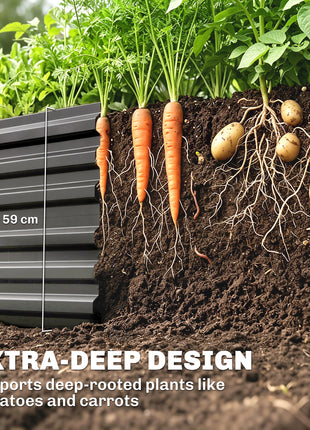 Galvanized Raised Garden Bed, Steel Outdoor Planters with Reinforced Rods, 71" x 36" x 23", Dark Gray