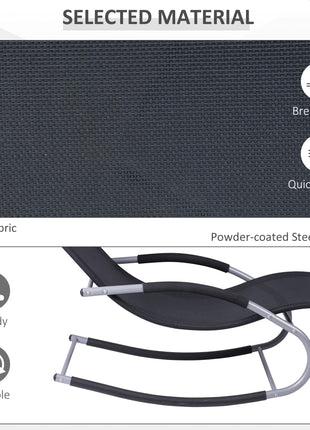 Zero Gravity Rocking Chair Outdoor Chaise Lounge Chair Recliner Rocker with Detachable Pillow and Weather-Fighting Fabric for Patio, Deck, Pool, Black