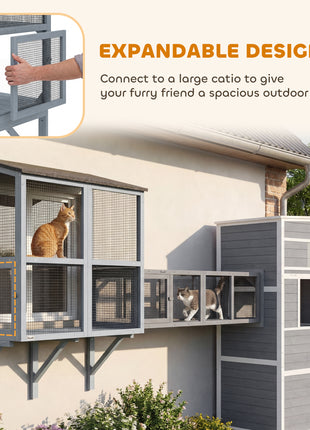 Catio Outdoor Cat Enclosure Outdoor Window Box Cat House with Waterproof Roof 39.4"L Gray