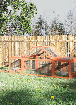 Large Wooden Rabbit Hutch Small Animal Habitat Enclosure Outdoor Run and Lockable Doors - Natural
