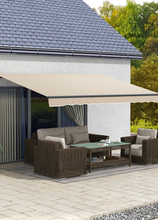 13' x 10' Retractable Awning, 280gsm UV Resistant Sunshade Shelter for Deck, Balcony, Yard, Beige