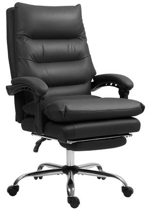 Massage Office Chair with Heat Function, Computer Desk Chair with Footrest Swivel Wheels, Black