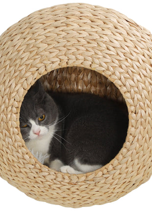 Wall Mounted Cat Condo with Washable Cushion, Natural Wood