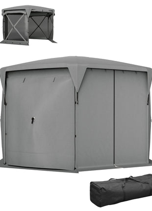 11 x 11ft Pop Up Gazebo Screen Tent with Removable Roof Cover, Roll-up Wind Panels for Camping, Backyard, Dark Gray