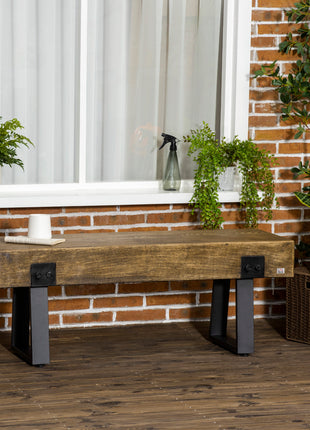 Garden Bench with Metal Legs, Rustic Wood Effect Concrete Entryway Bench, End of Bed Bench, Indoor Outdoor Use for Patio, Park, Porch and Lawn, Natural and Black