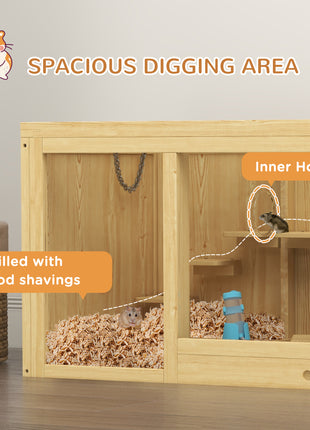 Extra Large Wooden Hamster Cage with Pull-out Tray, Seesaws, Ladder
