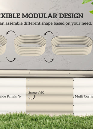 6.4' x 2' x 1.4' Galvanized Raised Garden Bed Kit, Metal Planter Box with Safety Edging, Cream
