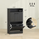 Shoe Cabinet 2 Flip Drawers Adjustable Dividers Shoe Storage Cabinet Top Shelf Entryway Black
