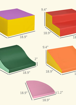 6-Pieces Foam Climbing Blocks for Toddlers 1-3 Years, Soft Play Set for Climb and Crawl, Assorted