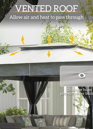11x11 Canopy Gazebo, Portable Outdoor Patio Shelter with Zipper Mesh Privacy Netting, Carry Bag Included, for Family Use, Light Gray