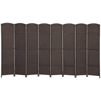 Folding Room Divider Screen 8 Panel 5.6 ' Tall Privacy Screen Freestanding Room Partition for Home Office, Brown