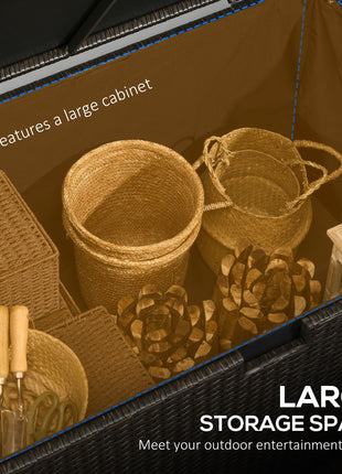 113 Gallon Outdoor Storage Box, Rattan Deck Box for Indoor, Patio Furniture Cushions, Pool Garden Tools, Brown