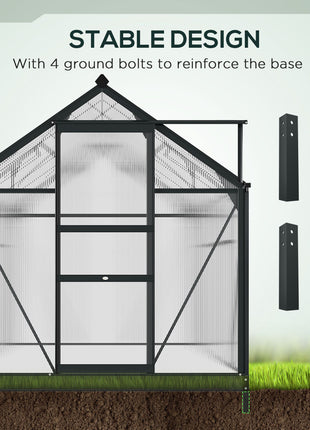 6.2' x 10.3' x 6.6' Outdoor Greenhouse with Walk-in Vent Door for Backyard Garden Gray